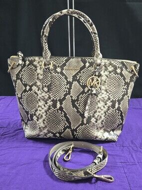 Michael Kors Elson Large Snake-Print Satchel